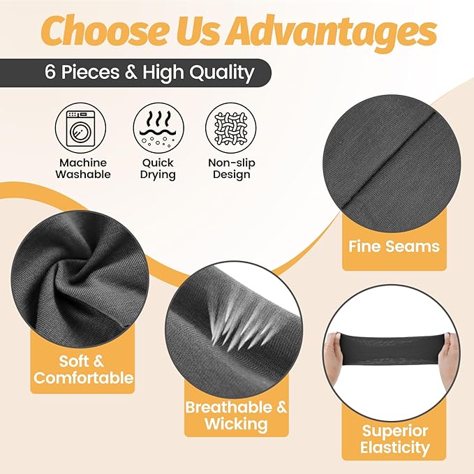 Headbands for Women - 6 Pack Wide Elastic Hair Bands | Stretchy Sweatbands Hair Bands | Soft Sports Thin Head Bands | Non-Slip Accessories Bands for Fashion, Washing Face, Workouts, Yoga, Daily Use