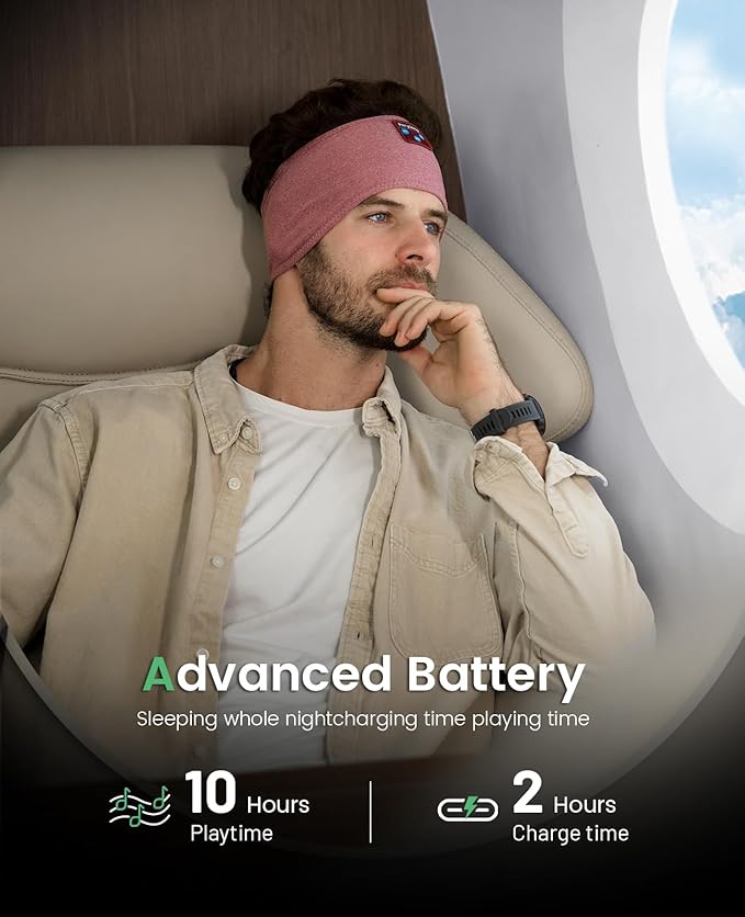 Perytong Sleep Headphones Bluetooth Headband Headphones Wireless Earphones Hi-Fi Music Headband Earbuds, Sleeping Ear Muffs Sleep Mask Gifts for Men Women Kids Teens