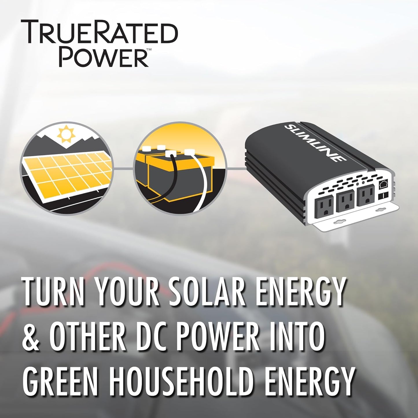 Wagan EL3724 2000W Slim Line AC to DC Power Inverter 2000W TrueRated Continuous 4500W Surge Power DC 12V to AC 110V Power Inverter with 3 AC Outlets and 2A USB Charging Port