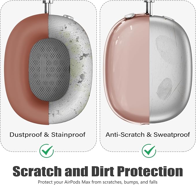 4 in 1 Set Case for AirPods Max Headphones, Anti-Scratch Sweat-Proof Ear Pad Covers/Ear Cups Cover/Headband Covers Protector for Apple AirPods Max 2024 USB-C /2020 Lightning (Dune Brown)