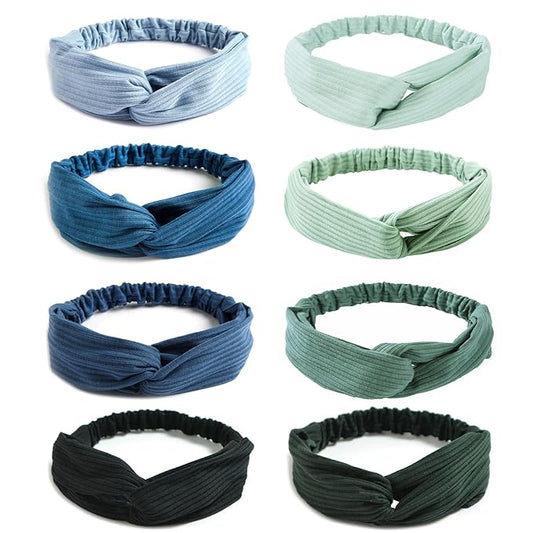 DRESHOW 8 Pack Headbands for Women Criss Cross Vintage Head Wrap Boho Headband Twisted Elastic Hair Accessories