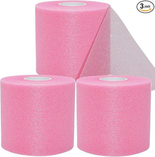 Pre Wrap Tape Athletic,3 Rolls X 22 Yards Pink Prewrap Headbands for Hair,Foam Underwrap Sports Wrap (66 Yards)