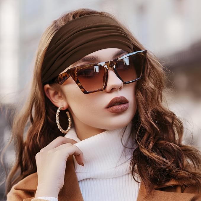 S&N Remille Wide Headbands for Women, Large Hairband, Elastic Non-Slip Headband Twist Knotted Accessories, Yoga Workout Vintage Hair 3 Pack