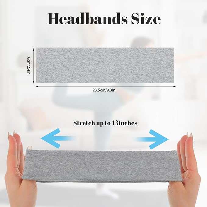 8 Pack Headbands for Women, Sweat Absorbing Sport Headbands Non Slip Cotton Hair Bands for Daily Life Workout Yoga Running