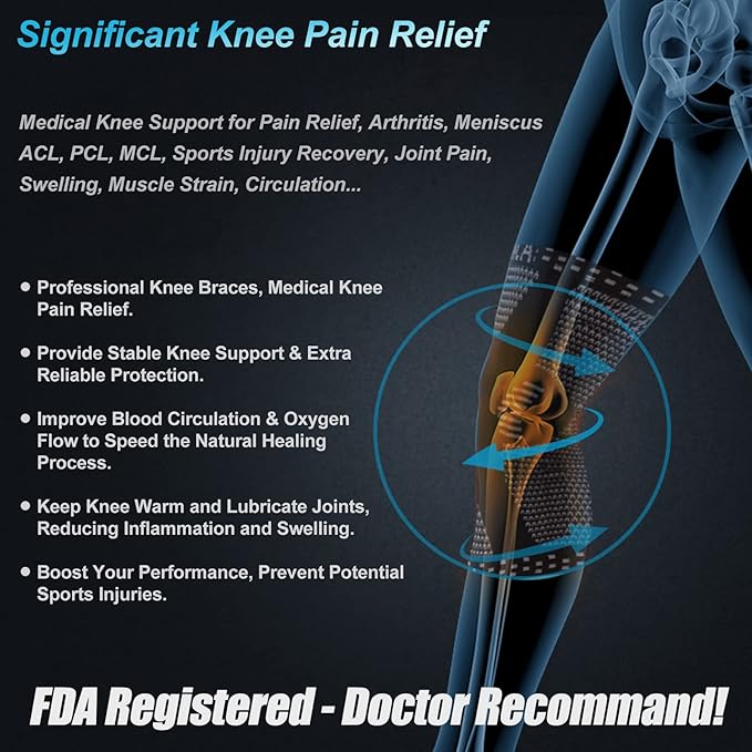 NEENCA Professional Knee Brace for Pain Relief, Medical Knee Support with Patella Pad & Side Stabilizers, Compression Knee Sleeve for Meniscus Tear, ACL, Joint Pain, Runner, Workout - Single