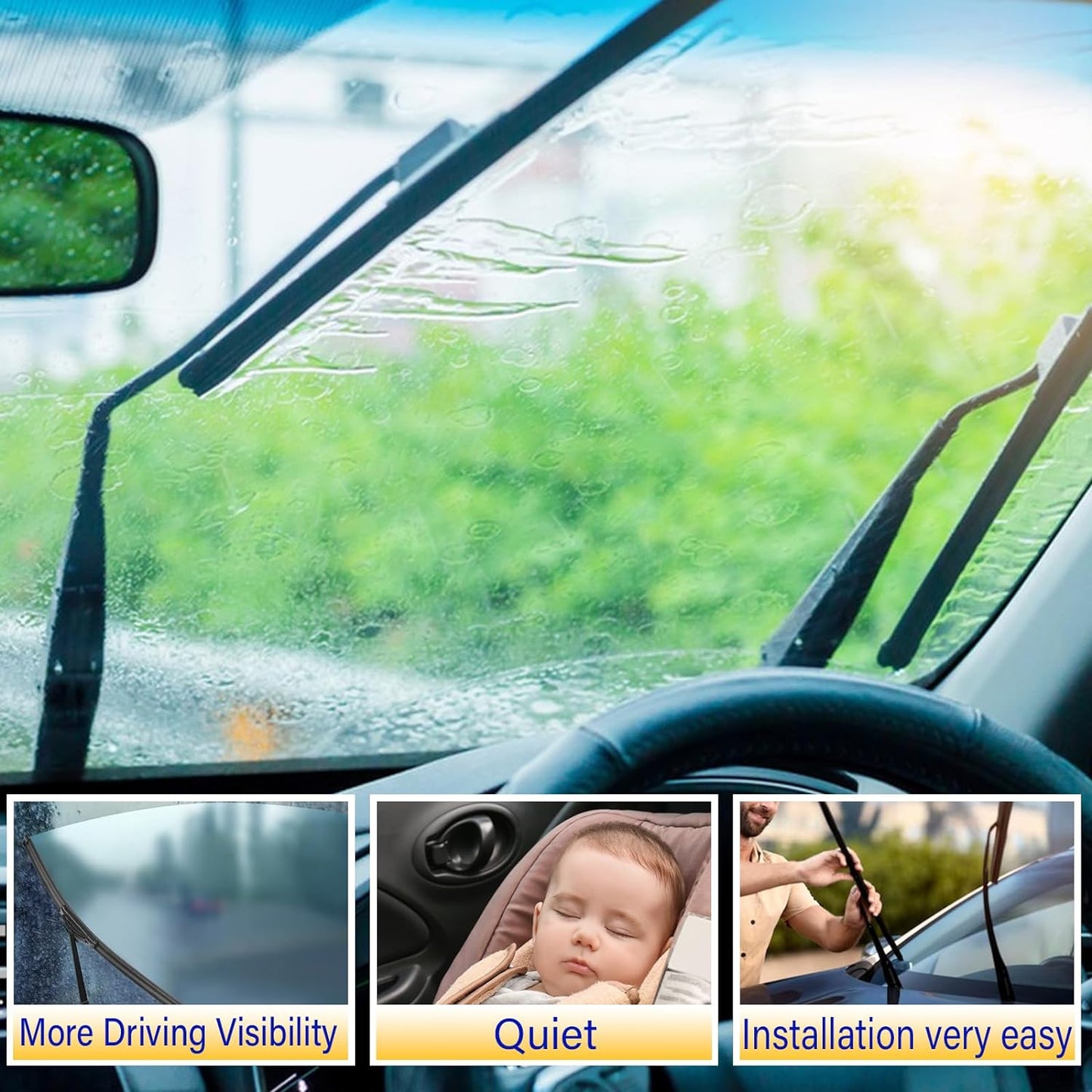 3 wipers Replacement for 2019-2023 Honda passport, Windshield Wiper Blades Original Equipment Replacement - 26"/24"/16" (Set of 3) U/J HOOK