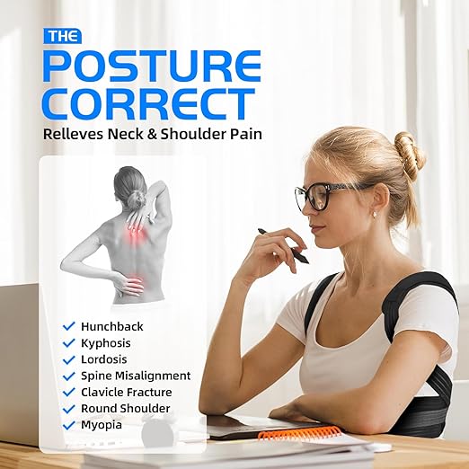 Lexniush Posture Corrector for Kids Teenagers, Updated Adjustable Upper Back Posture Brace for Boys/Girls, Breathable Back Support Braces for Scoliosis, Hunchback, Pain Relief, Spine Corrector, M