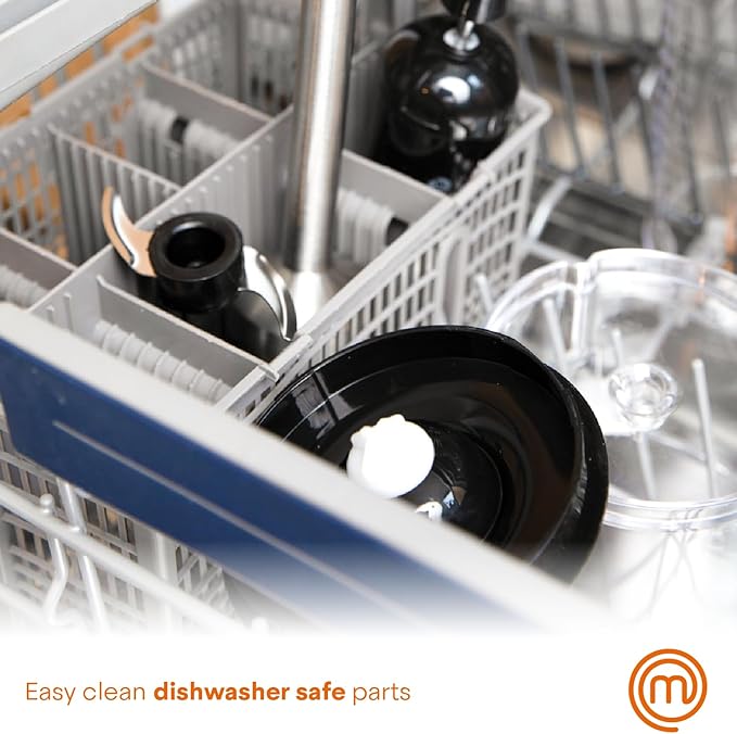 MasterChef Immersion Blender Handheld, Stainless Steel Hand Held Blending Stick Emulsifier with Chopper Attachment and Measuring Jug, Puree Blender for Making Baby Food, Soup, Sauces etc, 400W