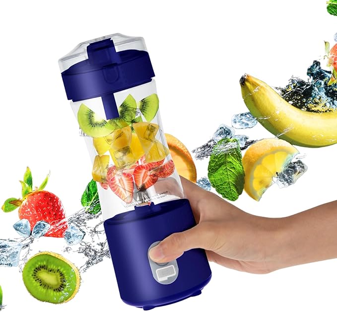 Compuaddict - Personal Blender Shakes and Smoothies 13 OZ Individual Mini Blender USB Rechargeable Fresh Juice Portable Blender Travel Blender (Blue)