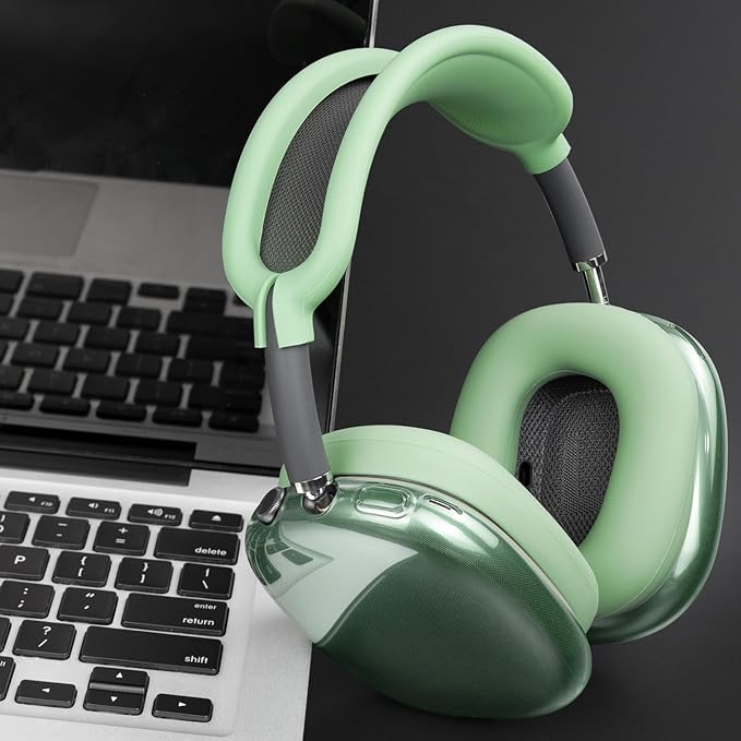 SOULWIT Protective Kit for AirPods Max, Headband Cover + TPU Case Protector + Silicone Ear Pads Cover, Sweatproof Accessory, Easily Washable, Anti-Scratch (Green)