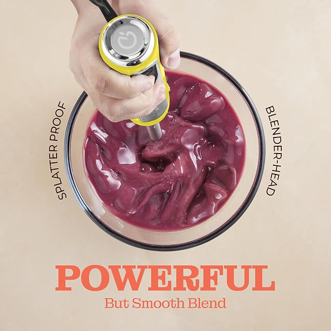 Powerful Immersion Blender, Electric Hand Blender 500 Watt with Turbo Mode, Detachable Base. Handheld Kitchen Gadget Blender Stick for Soup, Smoothie, Puree, Baby Food, 304 Stainless Steel Blades