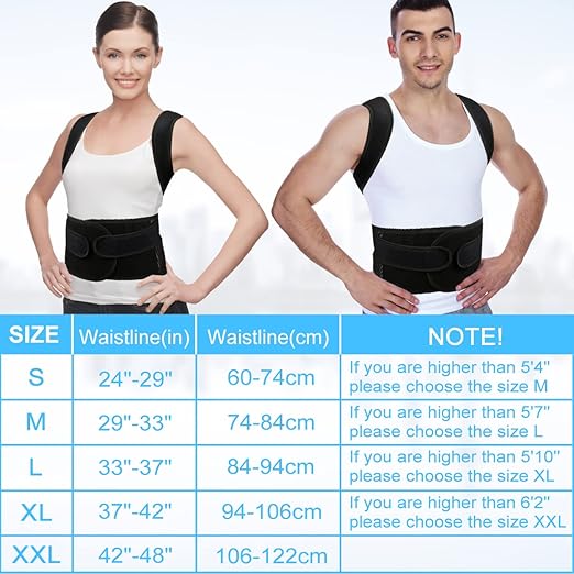PAZAPO Posture Corrector for Men&Women - Back Brace for Lumbar Support and Upright - Breathable Back Straightener Back 2X-Large(42-48 Inches)