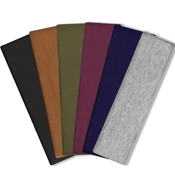 IVARYSS Workout Headbands for Women Non Slip, Premium Stretchy Soft Fabric Head Bands for Women's Hair, Wear for Yoga, Running, Sport, 6 Pack, Solid Color