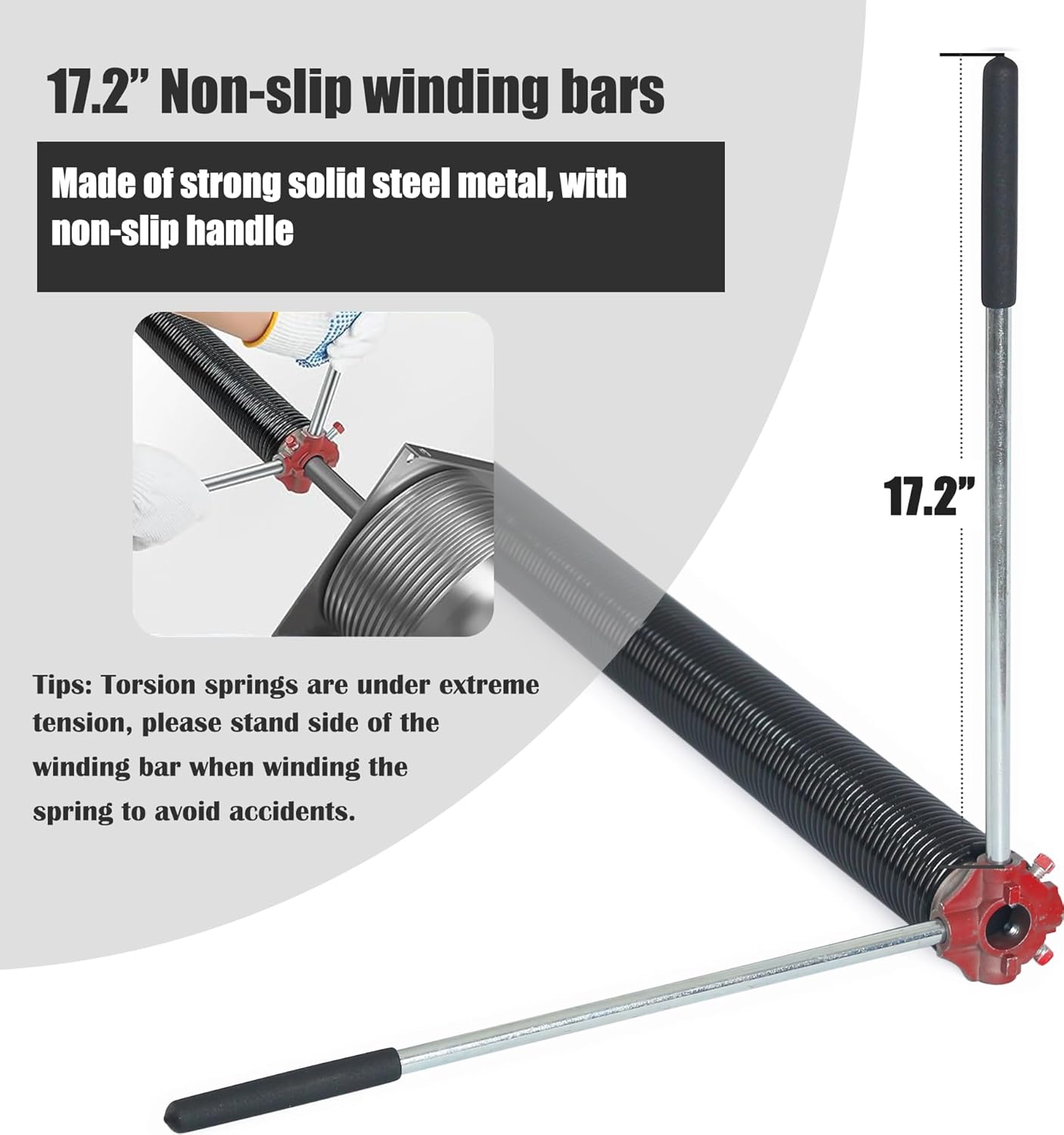 Garage Door Torsion Spring Set, Pair of 2" Electrophoresis Coated Garage Door Spring Replacement with 2 Non-Slip Winding Bars and Bearing, Minimum 16000 Cycles (.225x2x26")