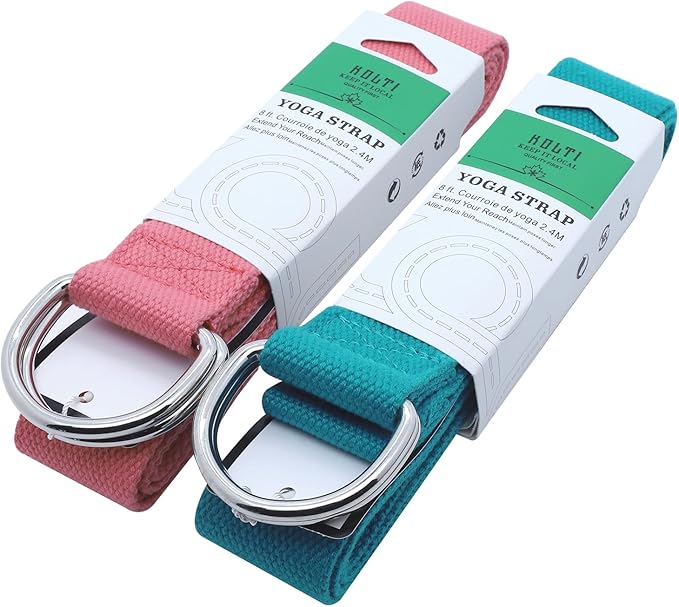 Yoga Exercise Adjustable Straps 8FT with Durable D-Ring for Pilates & Gym Workouts | Hold Poses, Stretch, Improve Flexibility & Maintain Balance