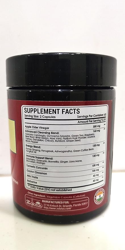 Zolotus 32 in 1 Apple Cider Vinegar Capsules with Turmeric, Cinnamon, Milk Thistle, Elderberry, Quercetin for Support Digestion, Immune 120 Capsules