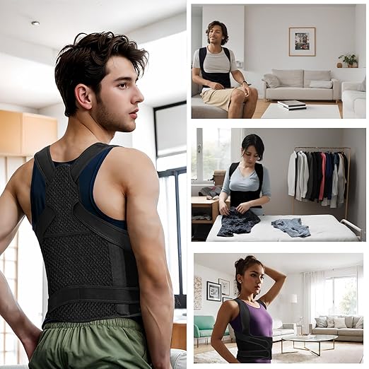 Back Brace Posture Corrector for Women and Men, Full Back Support Straps Straightener, Hunchback Improve Posture-Shoulder, Lumbar and Upper Lower Back Pain Relief (Black, L)