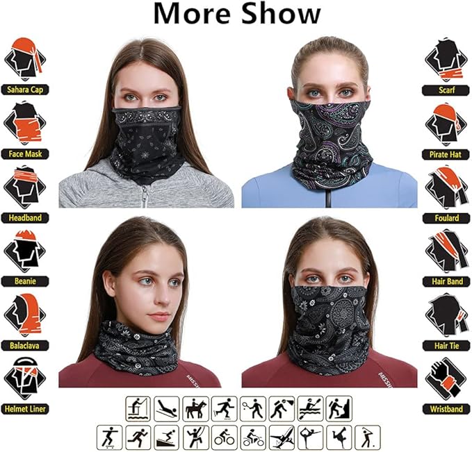 Headband Neck Gaiter Head Wrap Headwear Face Mask Magic Scarf Bandana for Men and Women