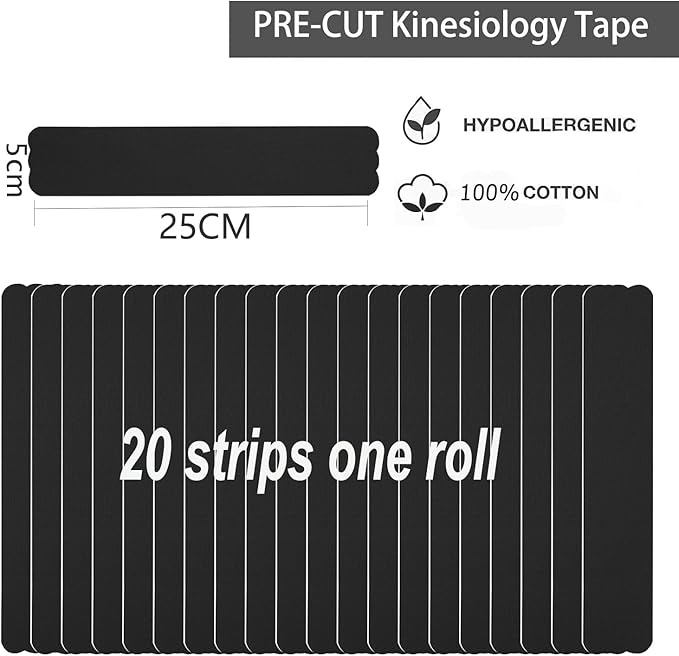 Kinesiology Tape Pro Athletic Sports (3 Rolls,60 Precut Strips) Waterproof Breathable Latex Free Tape for Ankle Wrists Knees Elastic Running Tennis Swimming Football Sports Activities Tapes(Purple)