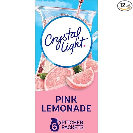 Crystal Light Sugar-Free Pink Lemonade Naturally Flavored Powdered Drink Mix 72 Count Pitcher Packets(Packaging may vary)