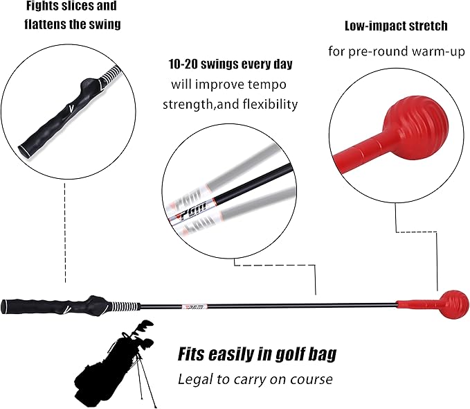 PGM Golf Swing Trainer Aid -2.0 Golf Swing Training Aid Golf Practice Warm-Up Stick for Strength Flexibility and Tempo Training -Suit for Practice Chipping Hitting Golf Accessories for Men and Women