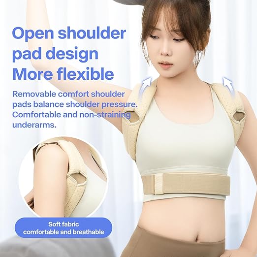 Posture Corrector for Breathable Back Brace Support: Adjustable Shoulder Straightener, Upper Spine Support - Neck, Shoulder, Clavicle and Back Pain Relief (Large)