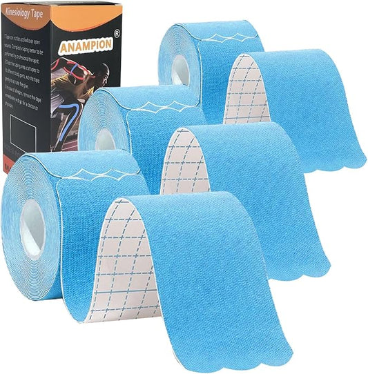 Kinesiology Tape Pro Athletic Sports (3 Rolls,60 Precut Strips) Waterproof Breathable Latex Free Tape for Ankle Wrists Knees Elastic Running Tennis Swimming Football Sports Activities Tapes(Blue)