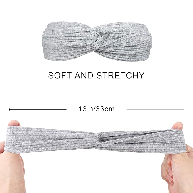 DRESHOW 8 Pack Knotted Headbands for Women Criss Cross Head Wrap Non Slip Boho Headband Twisted Elastic Hair Accessories