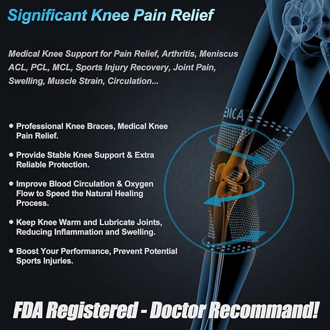 NEENCA Professional Knee Brace for Pain Relief, Medical Knee Support with Patella Pad & Side Stabilizers, Compression Knee Sleeve for Meniscus Tear, ACL, Joint Pain, Runner, Workout - FSA/HSA APPROVED
