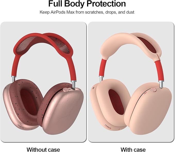 Silicone Case Cover for AirPods Max Headphones, Anti-Scratch Ear Pad Case Cover/Ear Cups Cover/Headband Cover for AirPods Max, Soft Sweat-Proof Silicone Protector Accessories for Apple AirPods Max