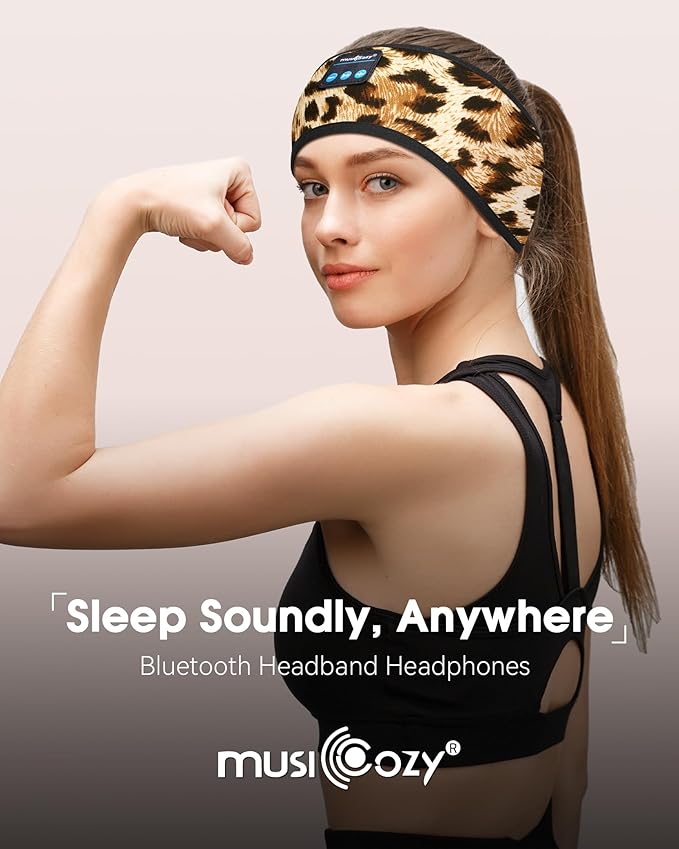 MUSICOZY Sleep Headphones Wireless Bluetooth 5.4 Sports Headband with HD Stereo Speakers, Sweatproof Earbuds for Running, Workout, Yoga, and Meditation