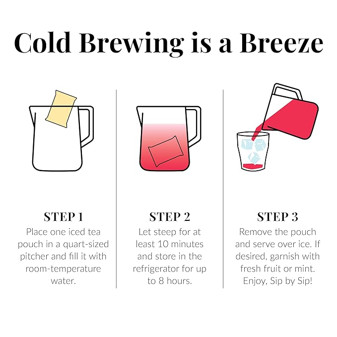 The Republic of Tea – Cold Brew Hibiscus Tangerine Yuzu Iced Tea, Large Herbal Iced Tea Pouches, Steeps Six One-Quart Pitchers
