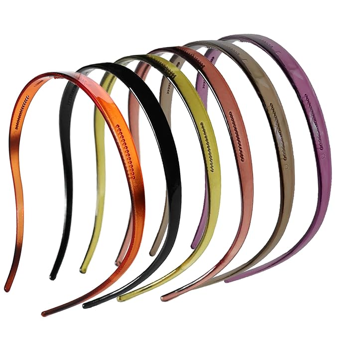 6 Pack Headbands Designed for Eyewear,Flex No Pressure Headbands for Women Fashion Comfortable Plastic Headbands with Teeth-Bright Surface