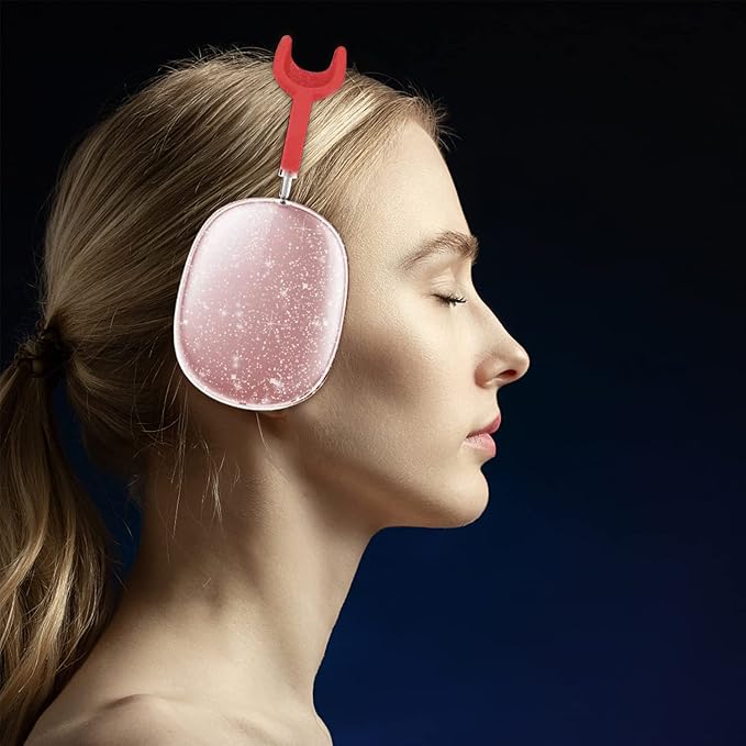 for AirPods Max Case Clear Pink Glitter, for Airpods Max Case Cover,Shockproof Anti-Scratch Soft TPU Protective Cover No-Yellowing for AirPod Max Headphone Accessories-Pink Glitter