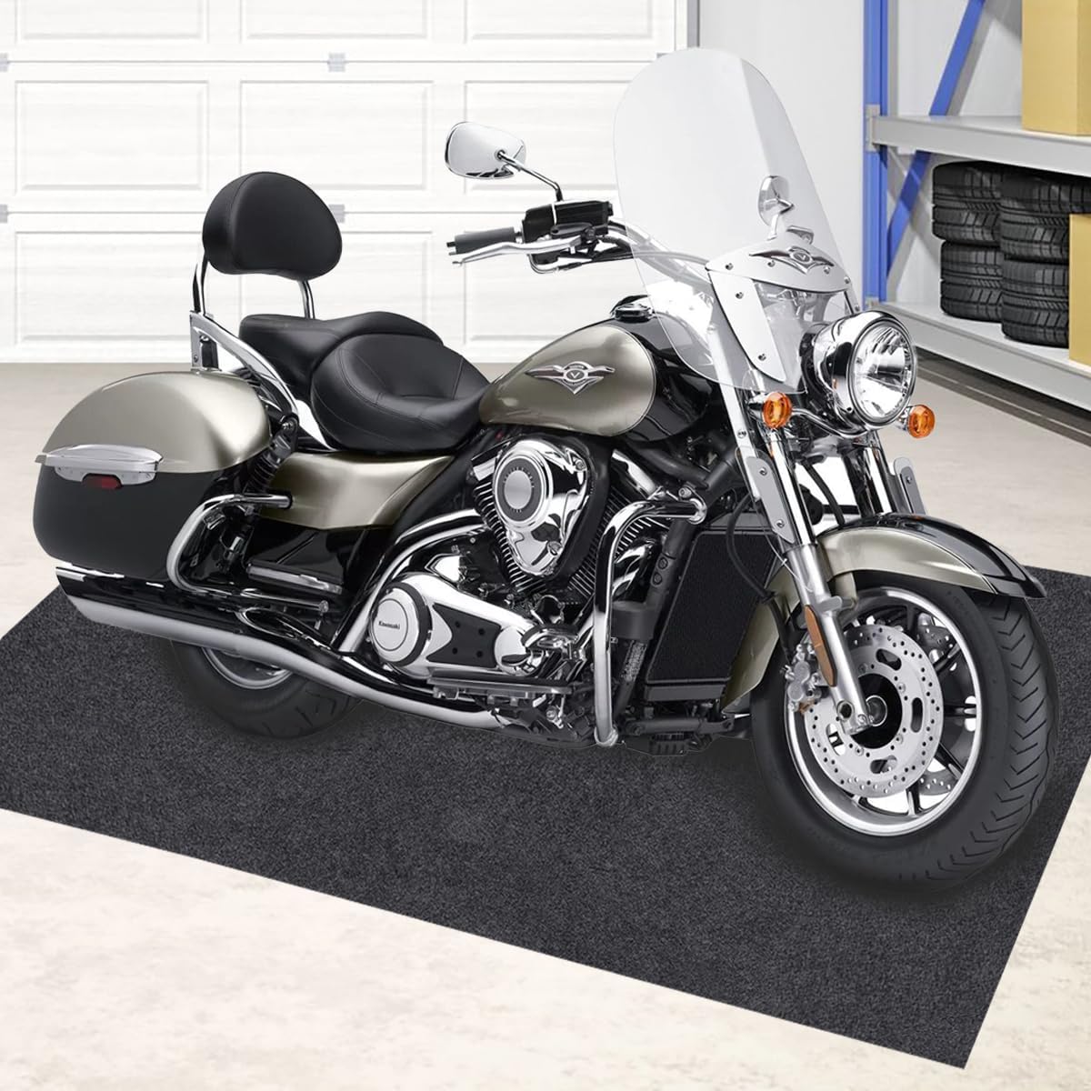 Large Motorcycle Mat Under Car Washable Garage Mats Oil Absorbent Pad Rubber Backing Layer Garage Mats Under Car Protects Floor from Spills, Drips, Splashes and Stains Oil Drip Pan (59x72 In)