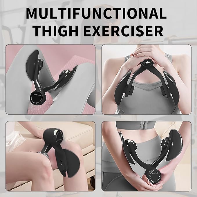 Thigh Trainer, Inner Thigh Toner Exercise Equipment for Women, Kegel Exerciser, Pelvic Floor Muscle Trainer for Home Workout with Resistance Band