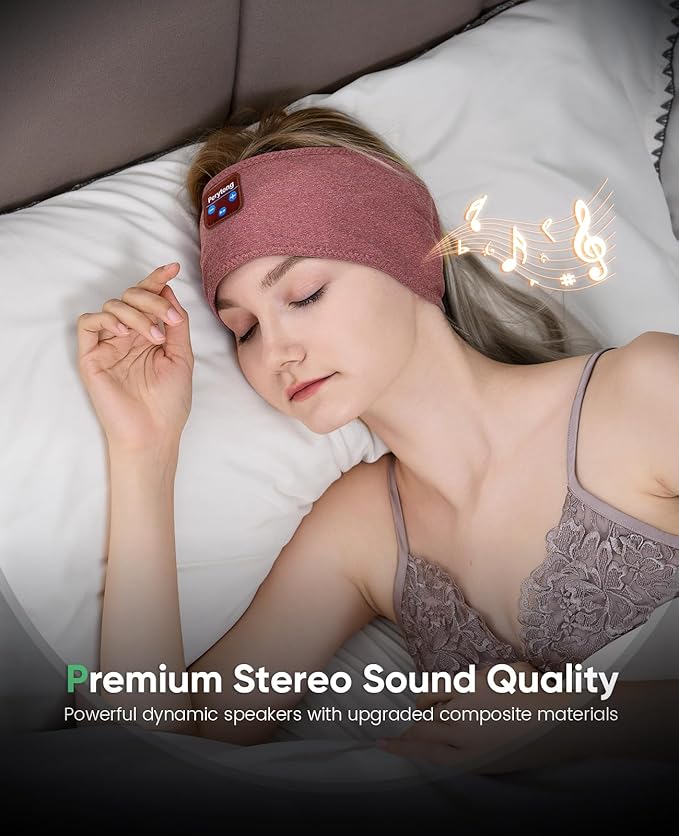 Perytong Sleep Headphones Bluetooth Headband Headphones Wireless Earphones Hi-Fi Music Headband Earbuds, Sleeping Ear Muffs Sleep Mask Gifts for Men Women Kids Teens