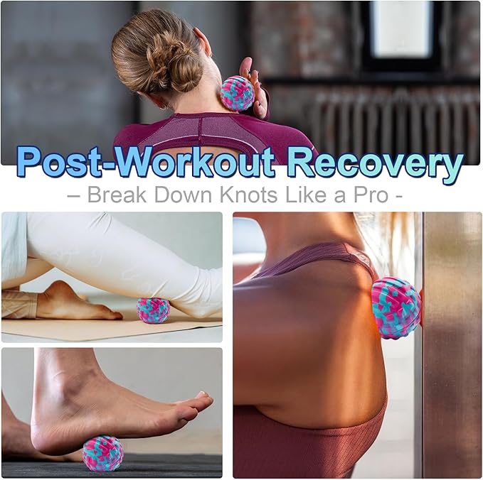 Deep Tissue Massage Ball for Exercise & Recovery - SGS Certification-Targets Back, Shoulder, Legs&Feet-Relieves Muscle Knots, Joint Pain&Tightness, Pressure Point Therapy- Myofascial Release Ball Set