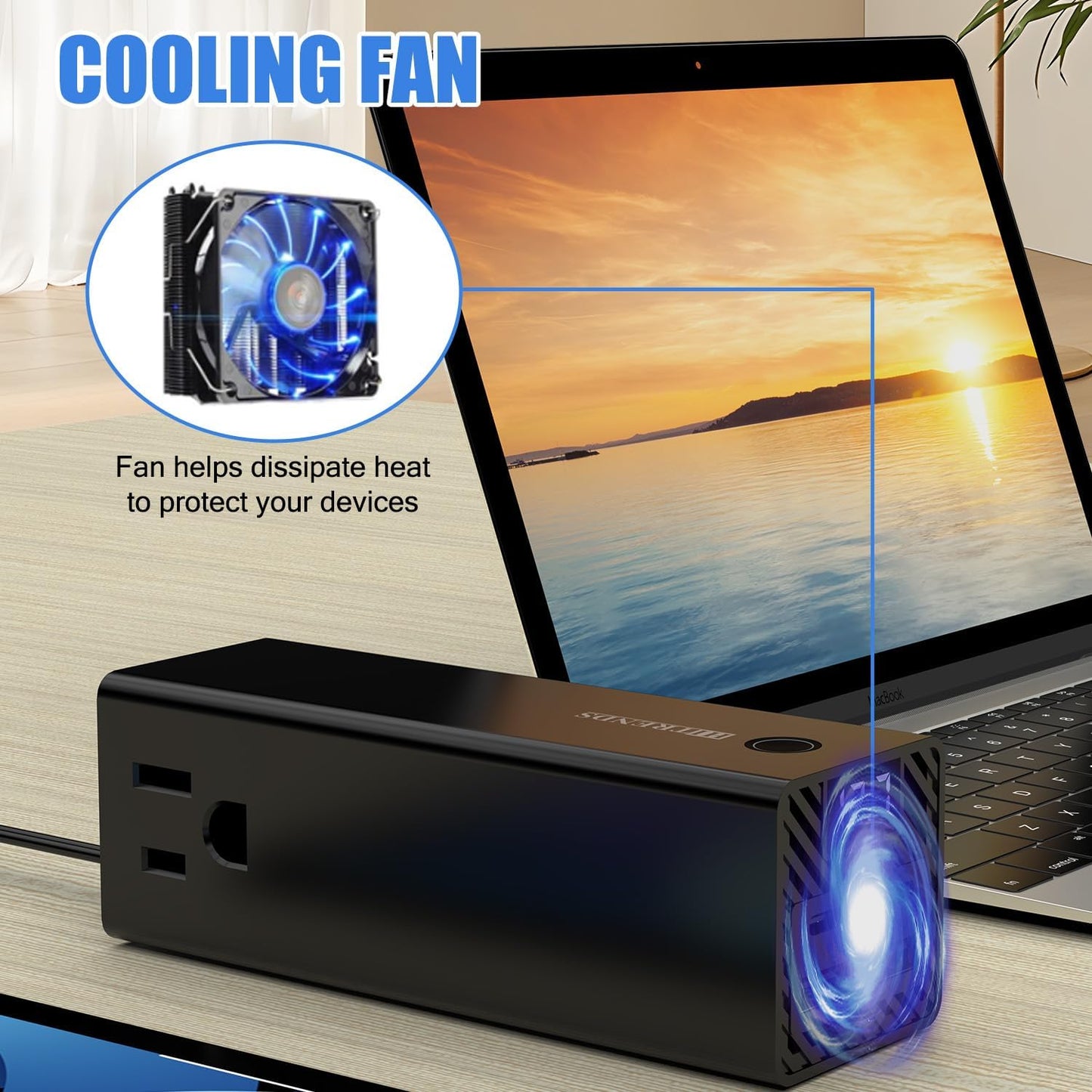 HITRENDS 300W Car Power Inverter, DC 12V to AC 110V with 2 USB Ports, 2 Type-C Ports, and 2 AC Outlets for Car, Home, and Travel Use (Black)