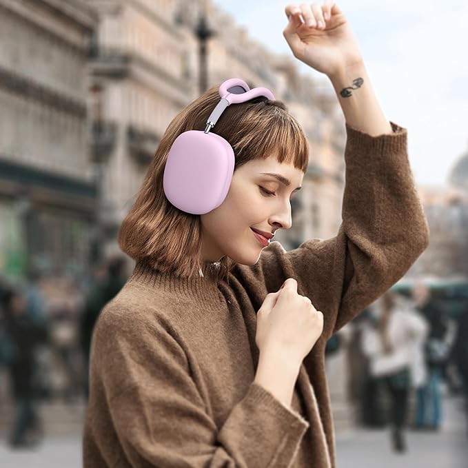 Silicone Case Cover for AirPods Max Headphones, Anti-Scratch Ear Pad/Ear Cups/Headband Cover for AirPods Max, Soft Sweat-Proof Silicone Protector Accessories for Apple AirPods Max (Violet)