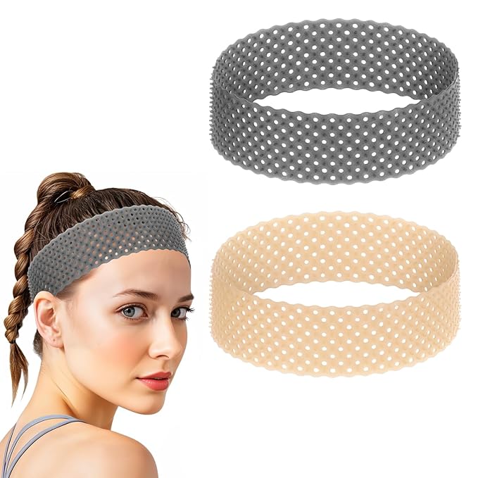 2 Pcs Adjustable Silicone Wig Grip Band Set, Elastic Wig Headbands, Fixed Non Slip Wigs Straps Women Men WigBands Sweat-Proof Hold WigCap Hairband for Keeping Wigs in Place(Black, Skin Color)