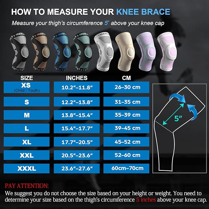 NEENCA Knee Brace for Women & Men, Medical Knee Support with Patella Pad & Side Stabilizers, Knee Compression Sleeve for Knee Pain, Meniscus Tear, ACL, Joint Pain, Runner, Workout - FSA/HSA Eligible