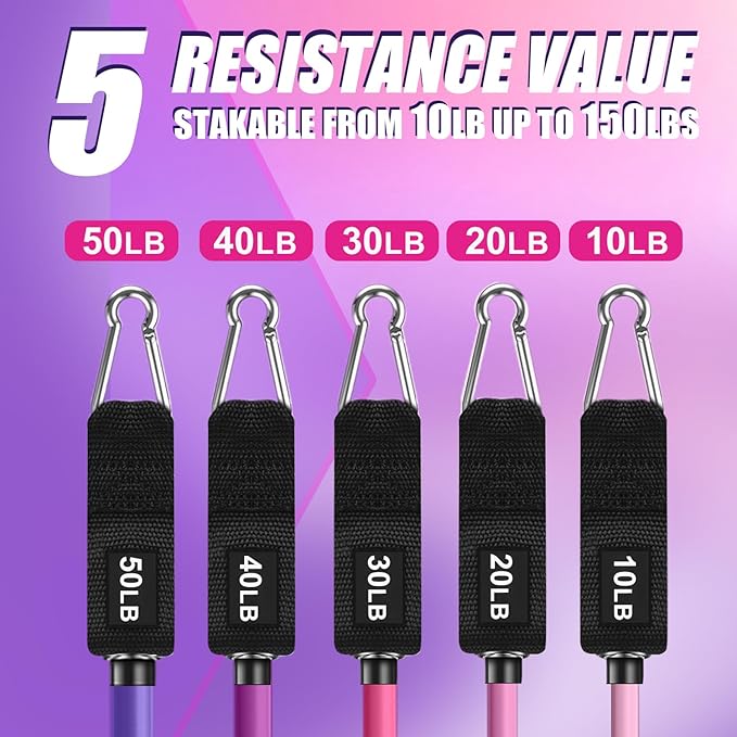 WHATAFIT Resistance Bands, Exercise Bands,Resistance Bands for Working Out, Work Out Bands with Handles for Men and Women Fitness, Strength Training Home Gym Equipment