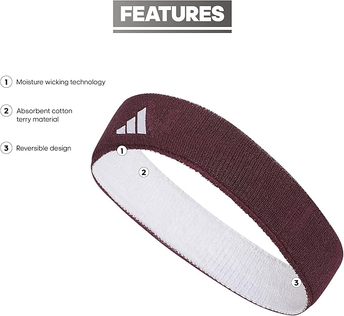 Adidas Unisex-Adult Interval Reversible Elastic Sweat Headband for Men and Women