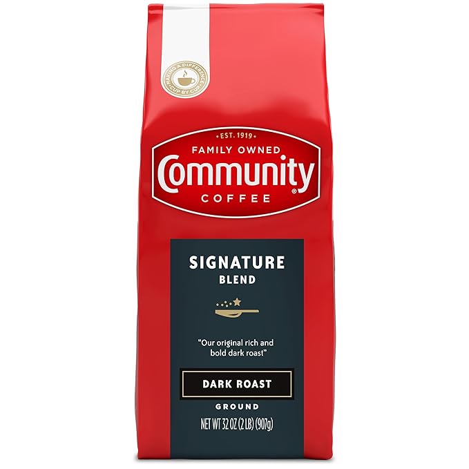 Community Coffee Signature Blend, 128 Ounces Ground Coffee, Dark Roast, 32 Ounce Bag (Pack of 4)