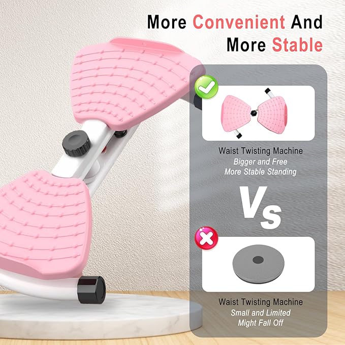 Waist Twister Machine with Resistance Bands - 300 lbs Weight Capacity, Non-Slip Twist Board, Noiseless Ab Twister for Belly Fat Loss, Home Gym Equipment for Women/Men