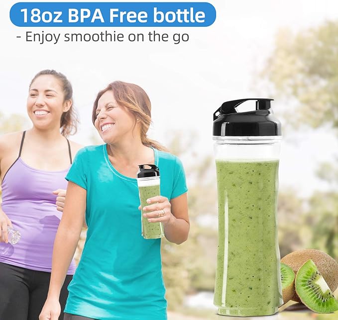 La Reveuse Smoothies Blender Personal Size 300 Watts with 18 oz BPA-Free Portable Travel Sports Bottle,Navy