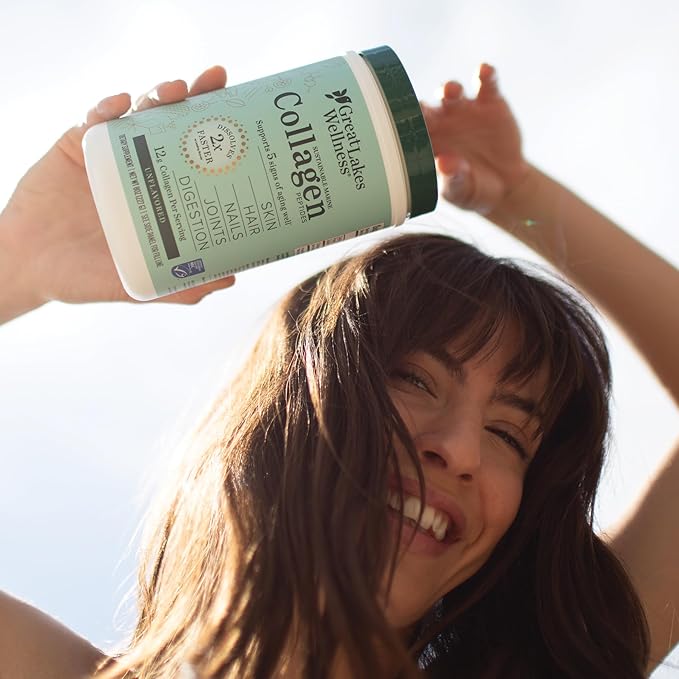 Great Lakes Wellness Sustainable Marine Collagen Peptides Powder for Skin, Hair, Nails, Joints & Digestion - Unflavored - Hydrolyzed, Wild Caught, MSC Certified, Non-GMO, Kosher - 20 Sticks