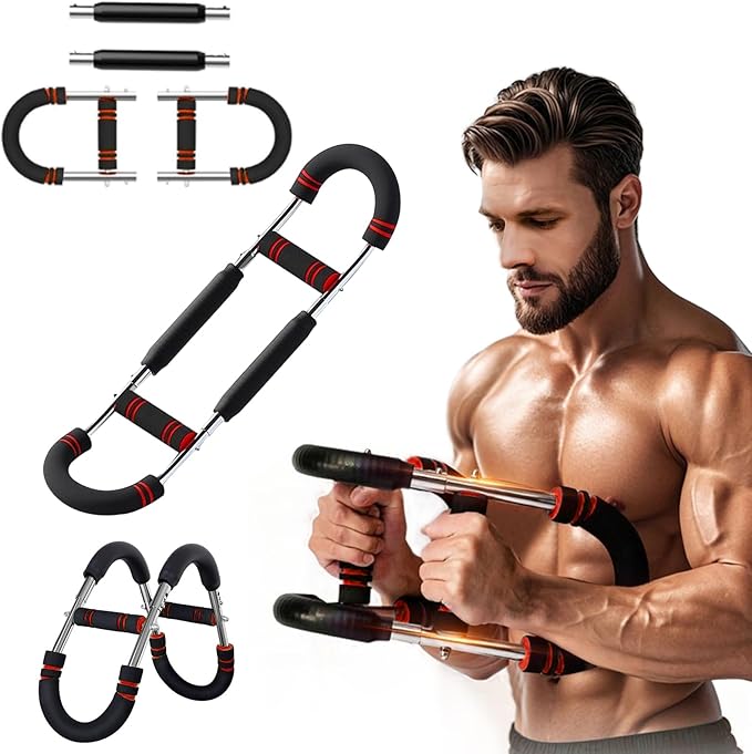 Twister Arm Trainer, 60-110lb Adjustable Chest Workout Equipment, Anti-Slip Grips & Double-Spring Safety, Arm Trainer for Men/Women, Portable Home Fitness Equipment