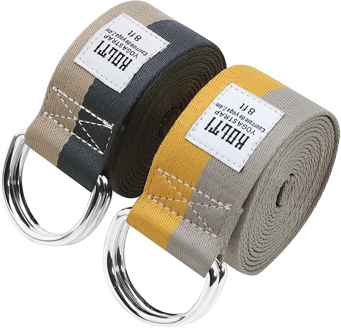 Yoga Exercise Adjustable Straps 8FT with Durable D-Ring for Pilates & Gym Workouts | Hold Poses, Stretch, Improve Flexibility & Maintain Balance